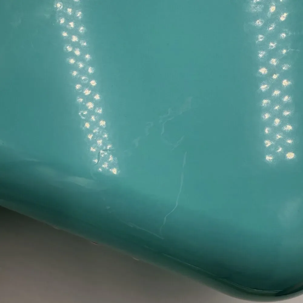 Turquoise Metal Bread Box Hinged Lid Retro Farmhouse Kitchen Storage 16.5”